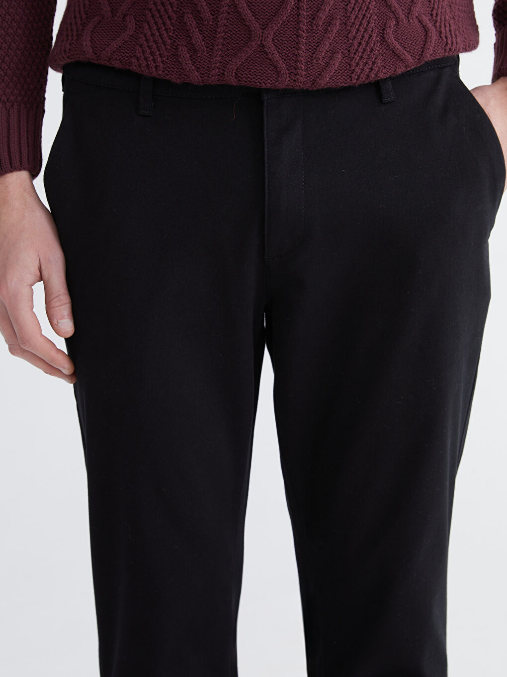 Siyah Standart Kalıp Erkek Chino Pantolon-2
