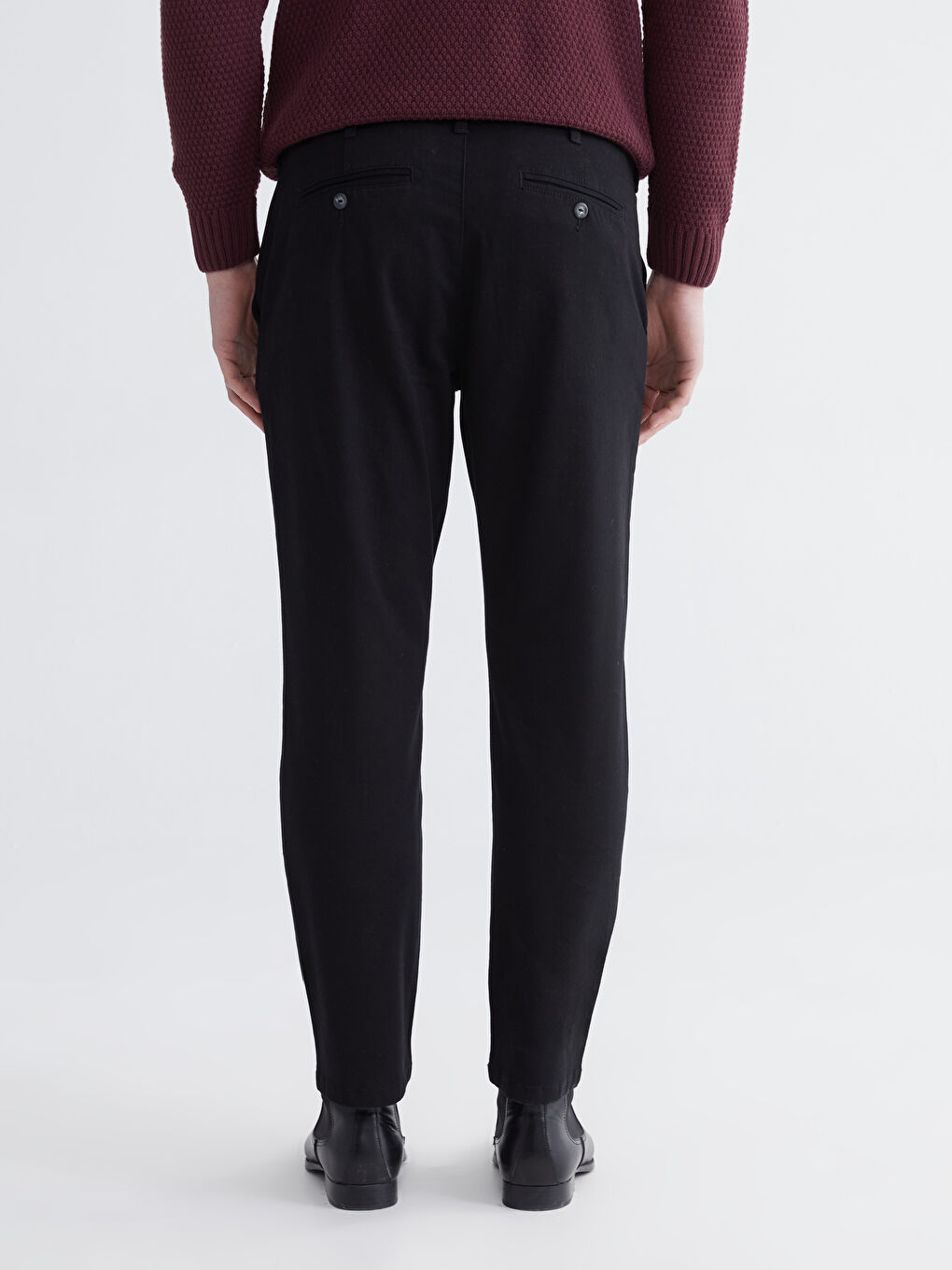 Siyah Standart Kalıp Erkek Chino Pantolon-3