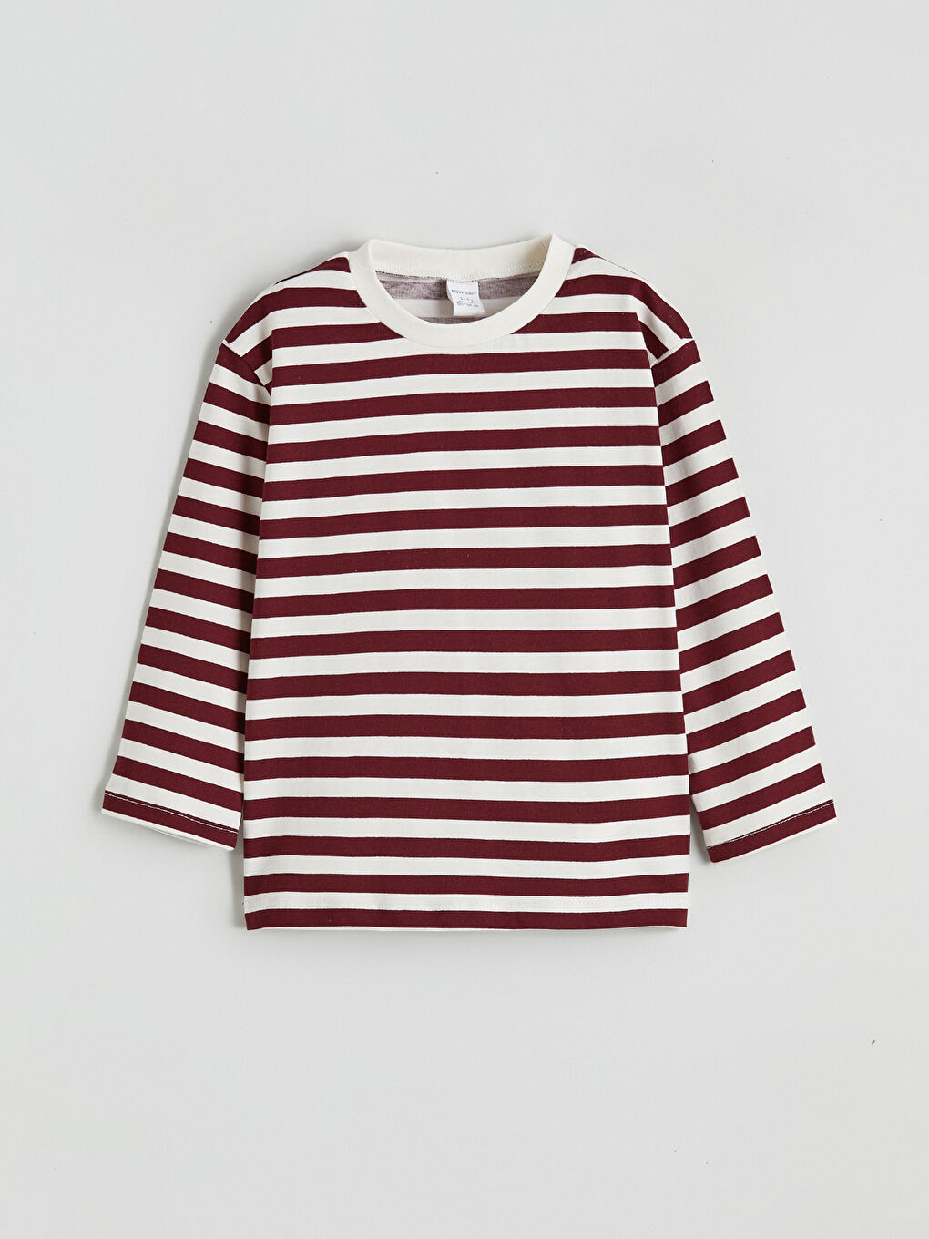 Ekru Bisiklet Yaka Çizgili Erkek Bebek Tişört