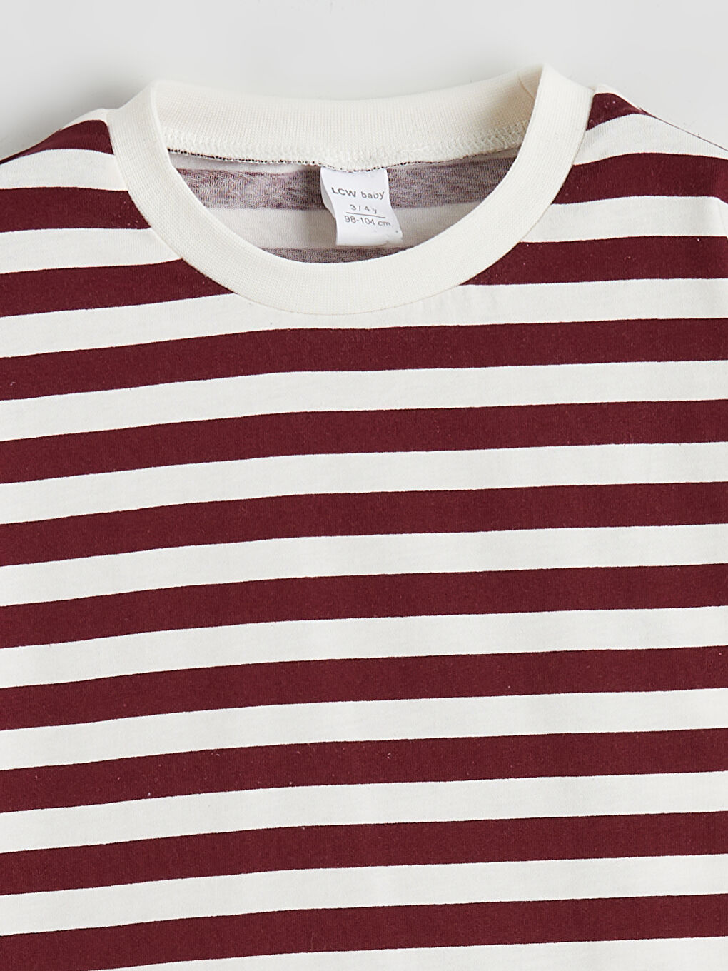 Ekru Bisiklet Yaka Çizgili Erkek Bebek Tişört-1