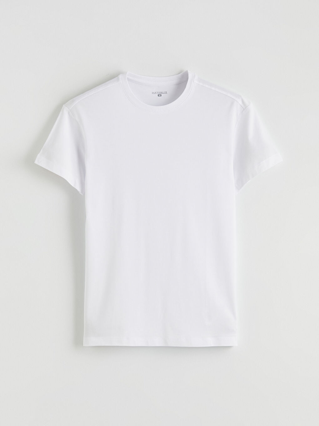 Beyaz Bisiklet Yaka Kısa Kollu Erkek Pijama Üst