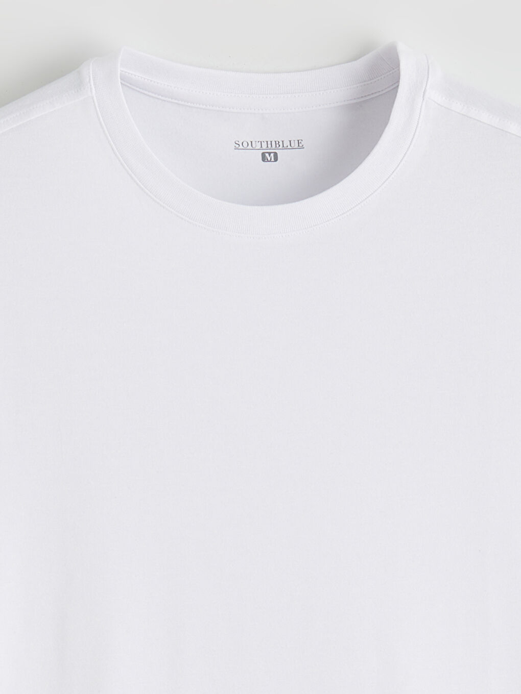 Beyaz Bisiklet Yaka Kısa Kollu Erkek Pijama Üst-1