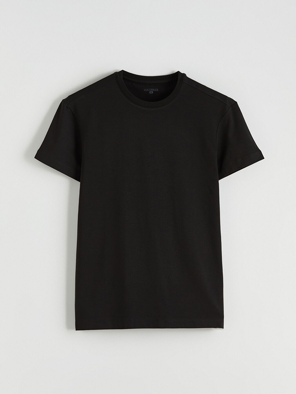 Siyah Bisiklet Yaka Kısa Kollu Erkek Pijama Üst