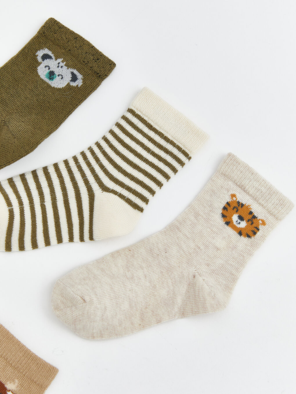 Yeşil Hayvan Desenli Erkek Bebek Soket Çorap 5'li-1