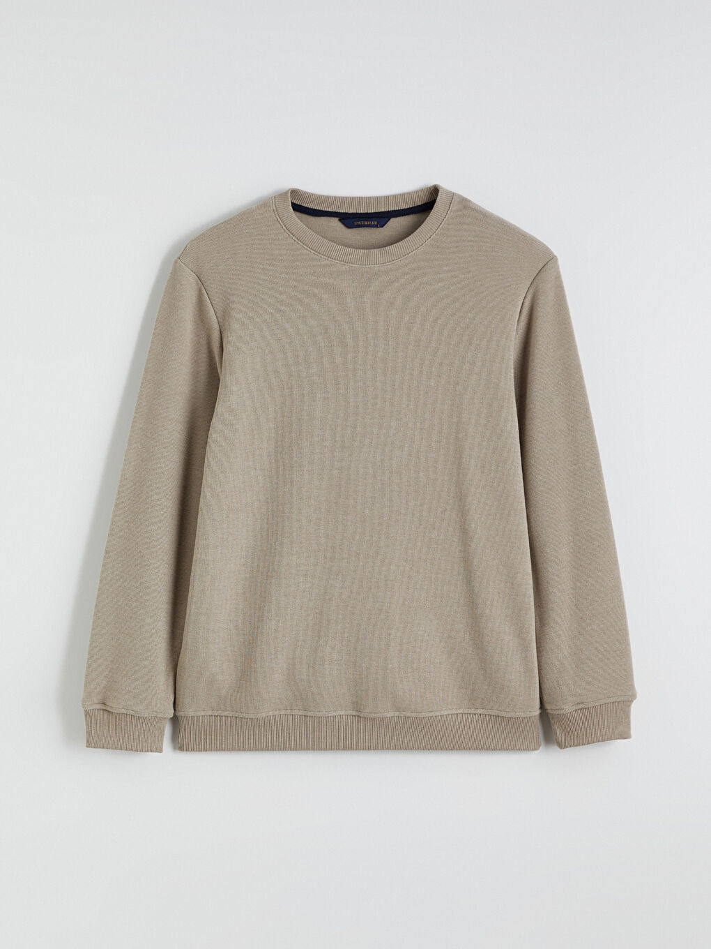 Bej Bisiklet Yaka Erkek Sweatshirt-4