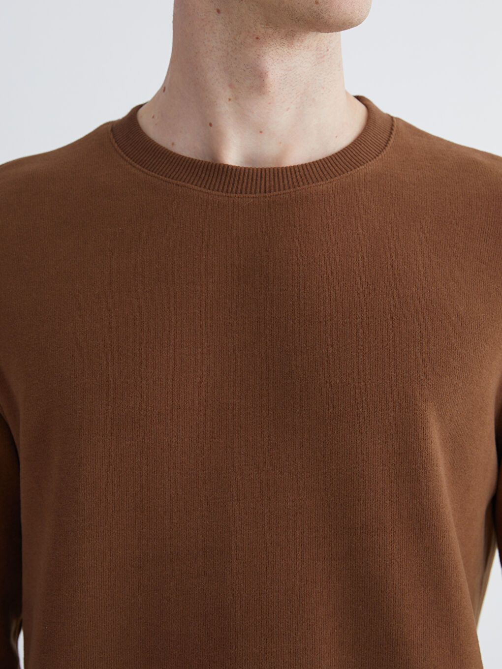 Kahverengi Bisiklet Yaka Erkek Sweatshirt-2