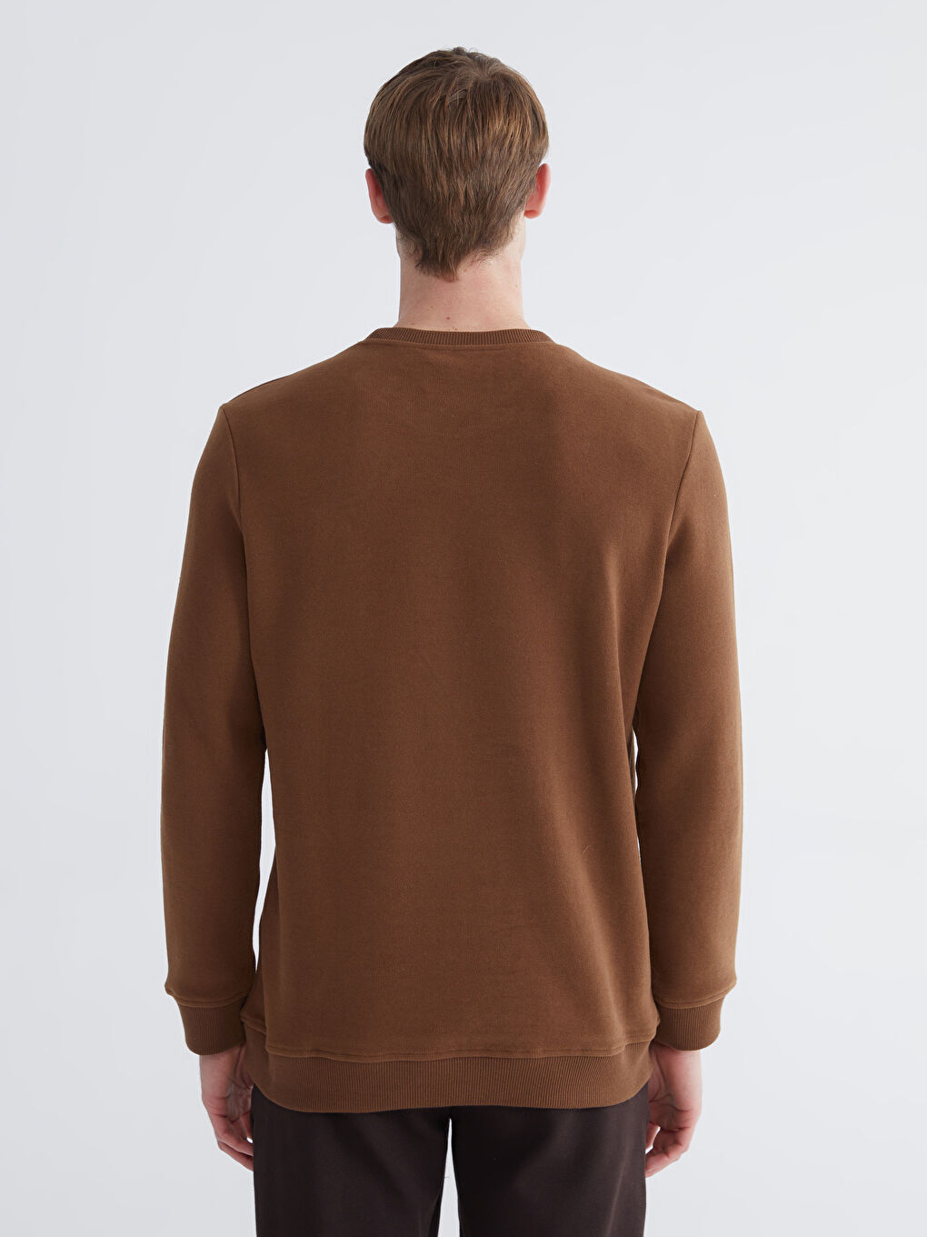 Kahverengi Bisiklet Yaka Erkek Sweatshirt-3