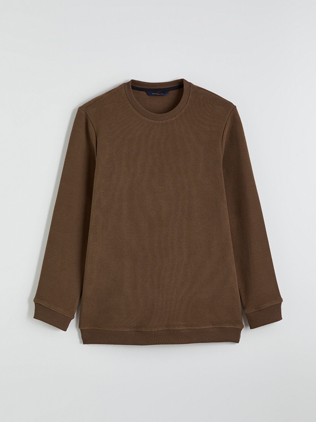 Kahverengi Bisiklet Yaka Erkek Sweatshirt-4