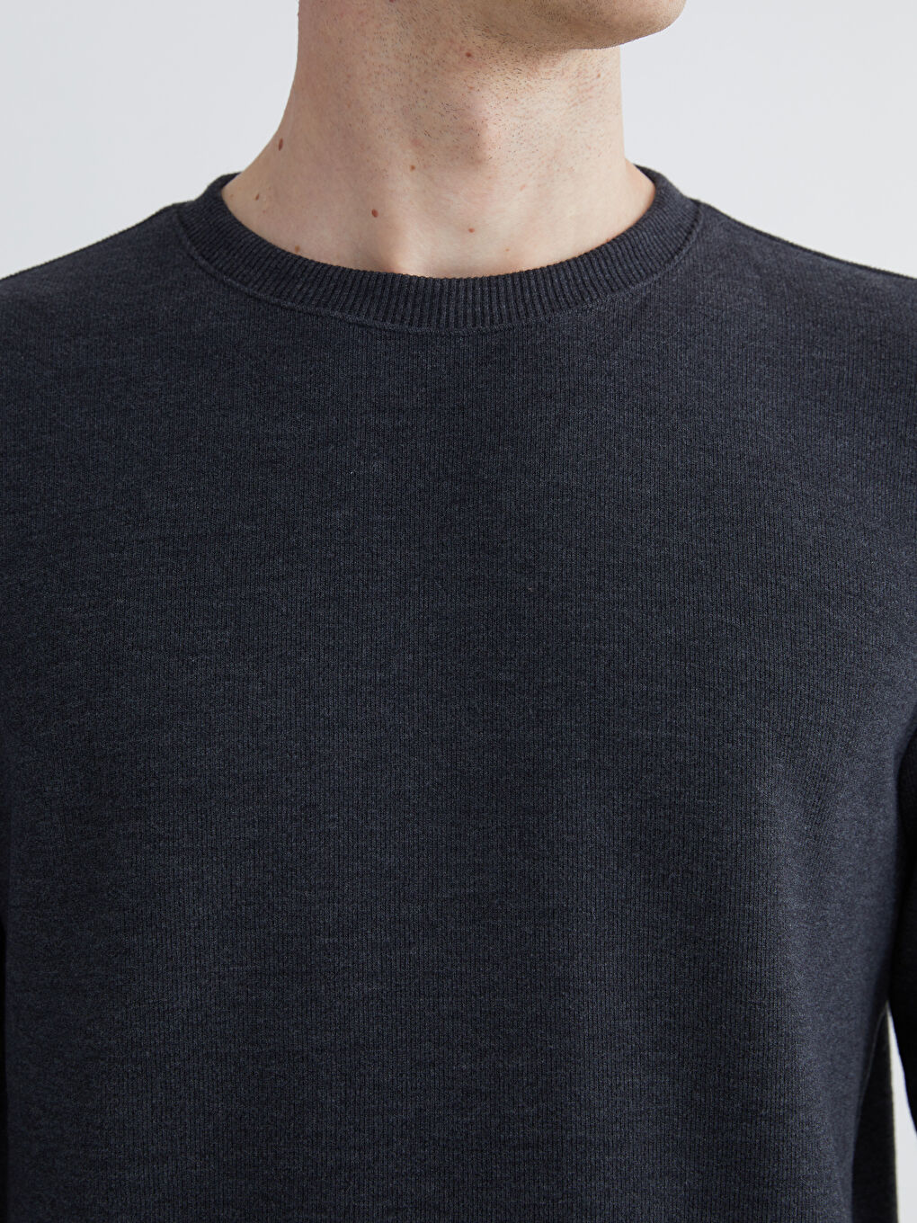 Antrasit Bisiklet Yaka Erkek Sweatshirt-2