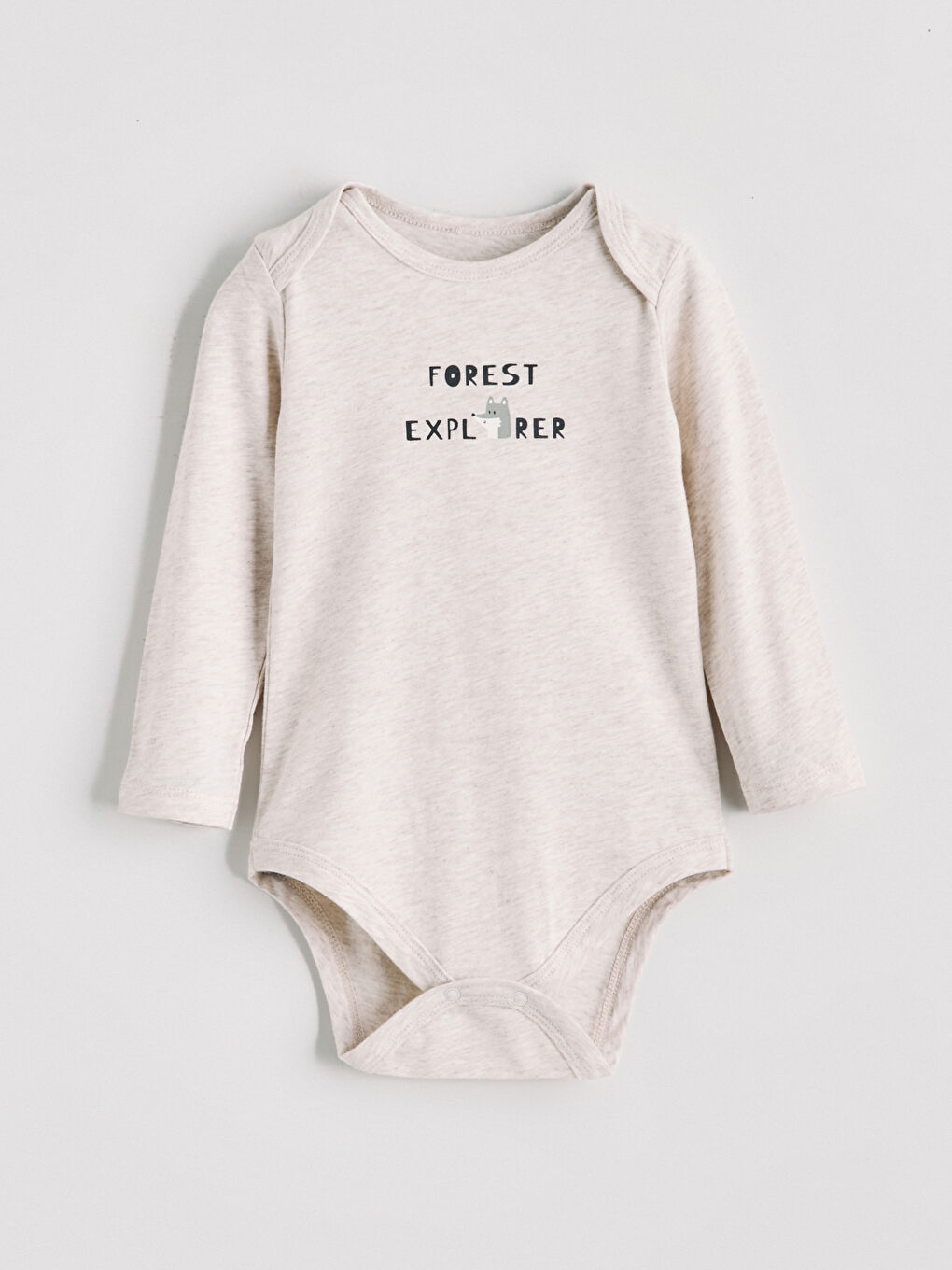 Bej Baskılı Erkek Bebek Çıtçıtlı Bodysuit 3'lü-3