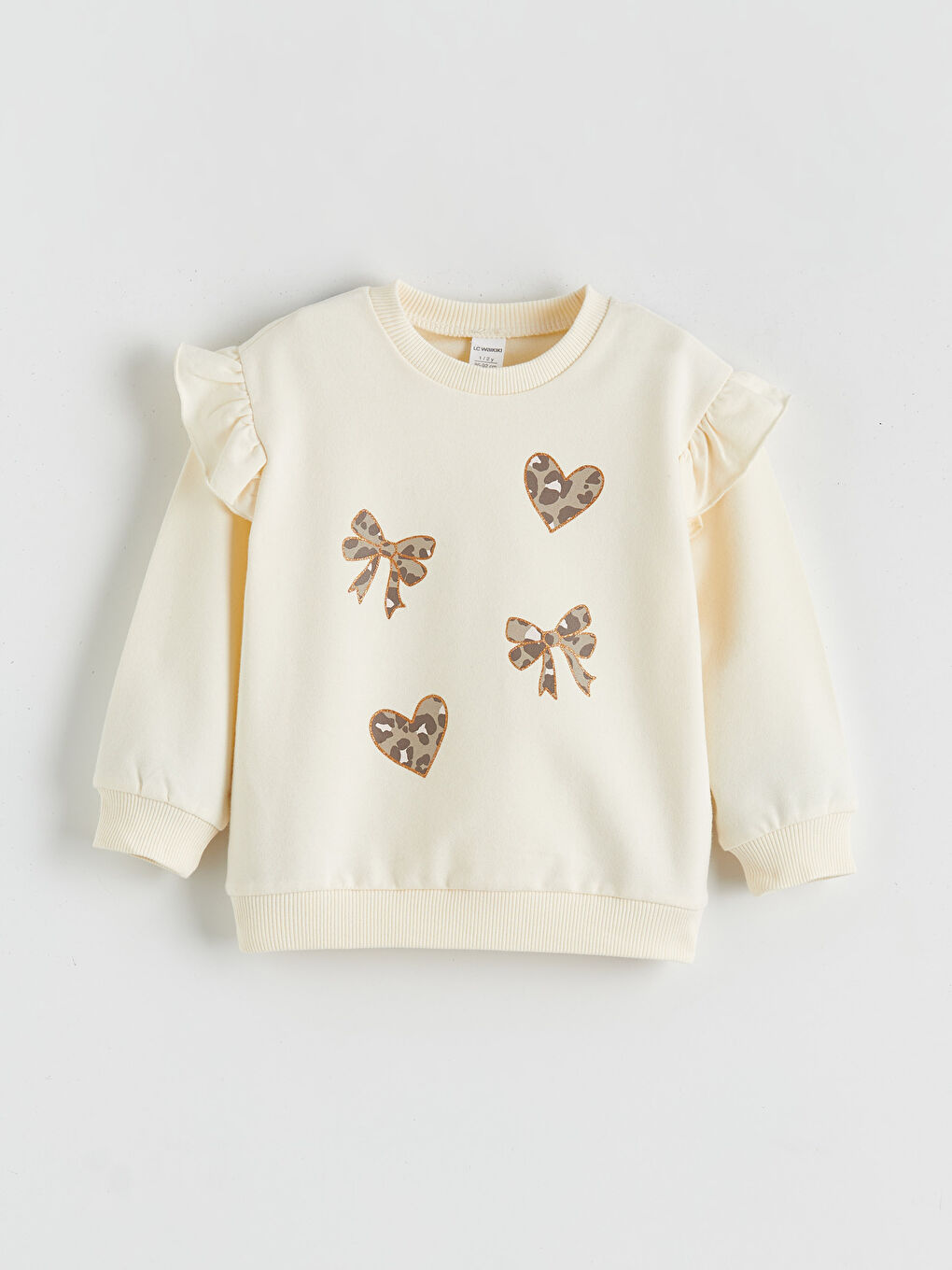 Ekru Fiyonk Detaylı Kız Bebek Sweatshirt