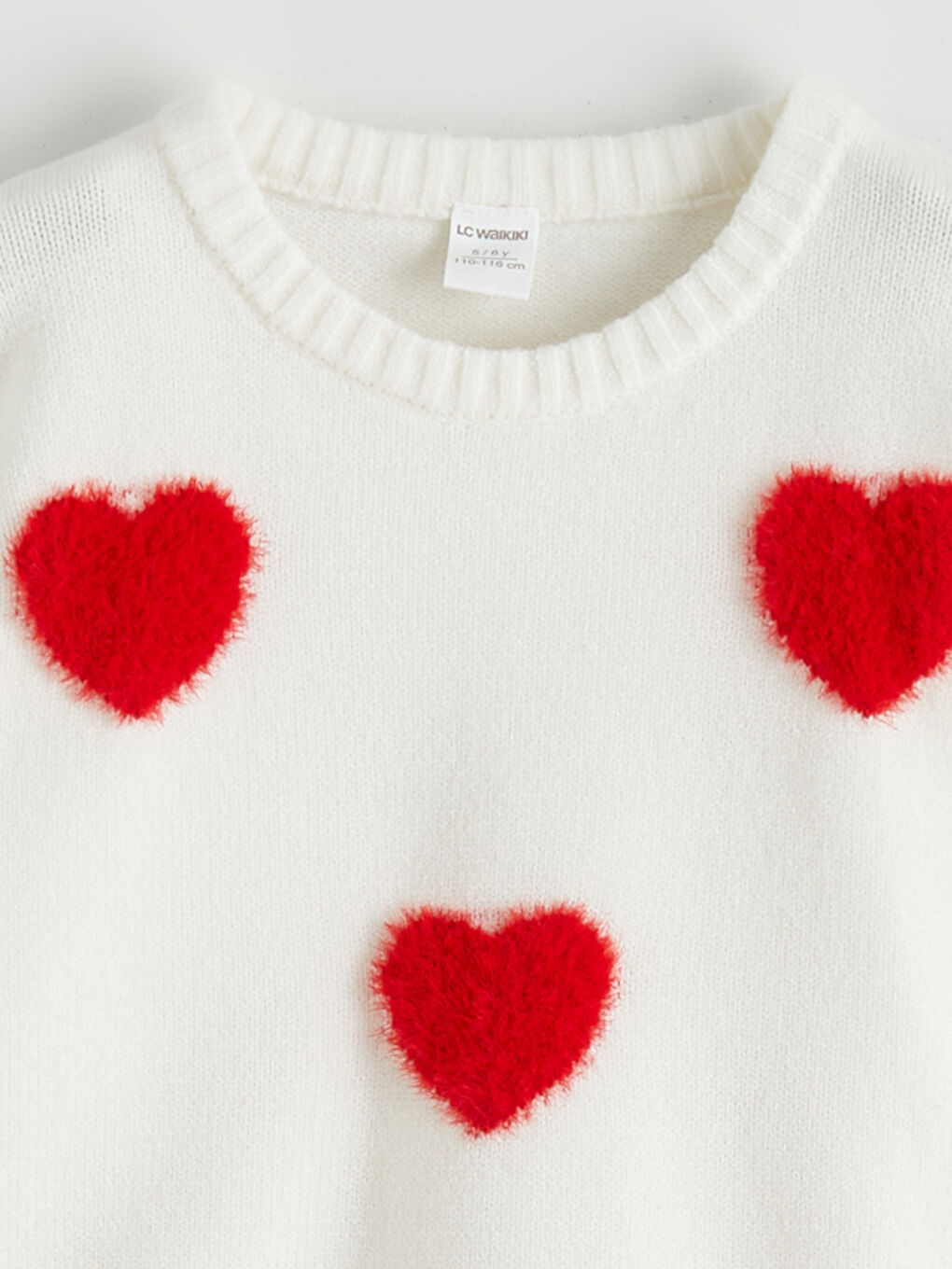 Heart Patterned Girls' Tricot Sweater-1