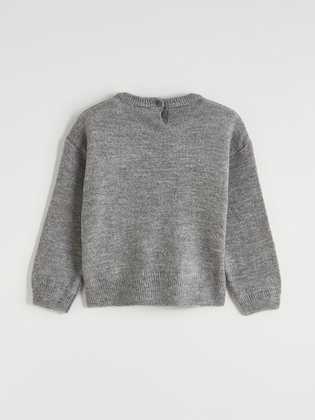 Gri Bisiklet Yaka Fiyonk Detaylı Kız Bebek Triko Takım-3