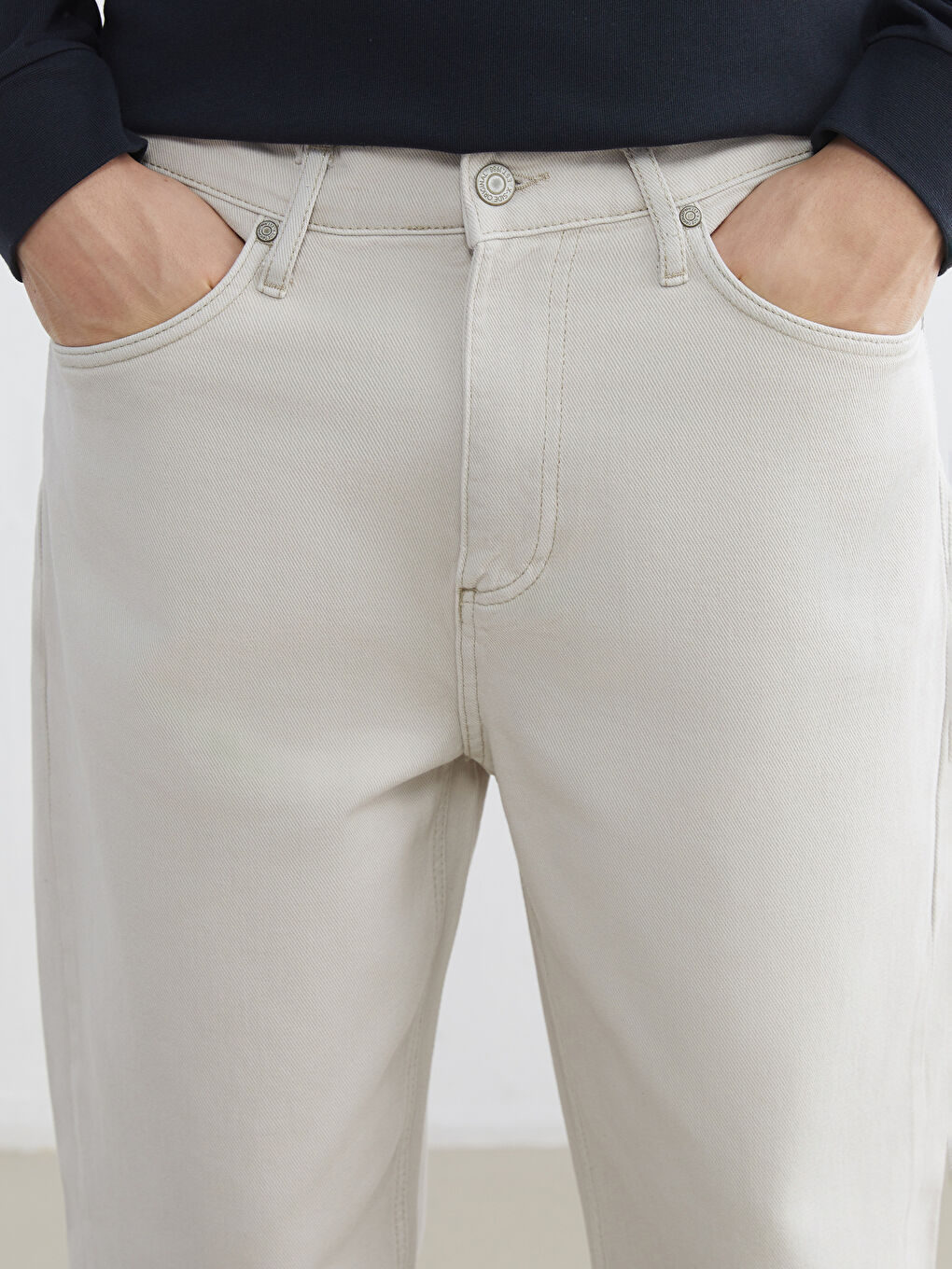 Gri Standart Kalıp Gabardin Erkek Pantolon-2