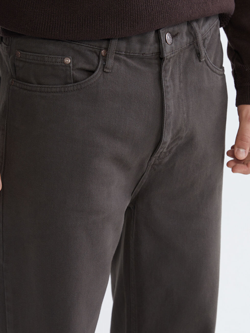 Kahverengi Standart Kalıp Gabardin Erkek Pantolon-2