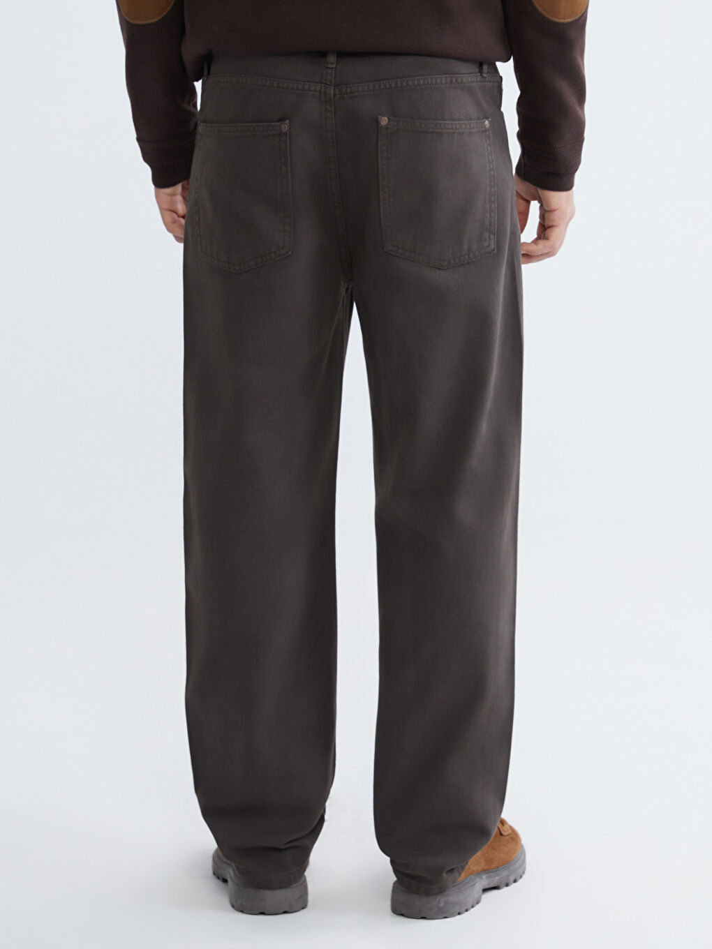 Kahverengi Standart Kalıp Gabardin Erkek Pantolon-3