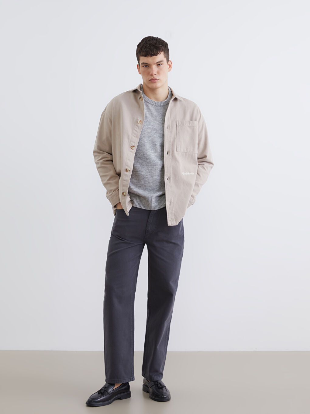 Antrasit Standart Kalıp Gabardin Erkek Pantolon