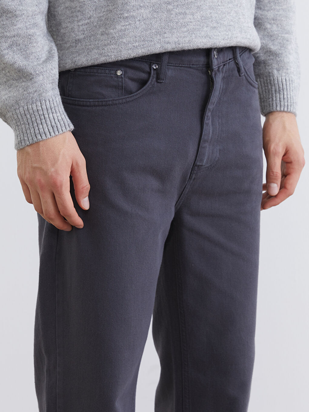 Antrasit Standart Kalıp Gabardin Erkek Pantolon-2