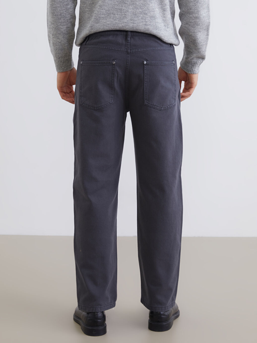Antrasit Standart Kalıp Gabardin Erkek Pantolon-3