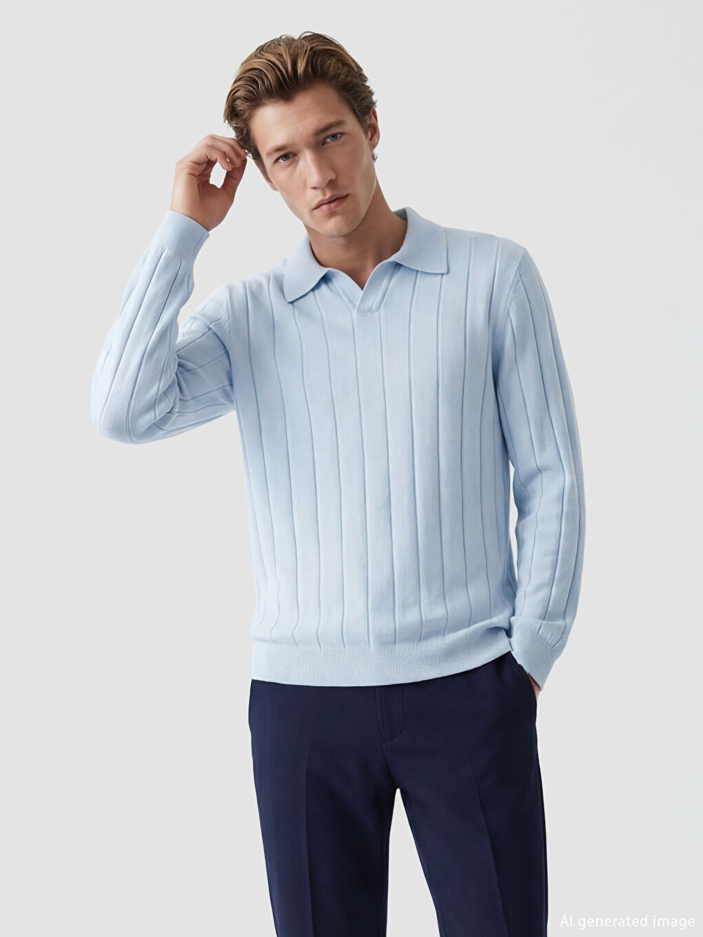 سترة تريكو رجالية بياقة بولو-1