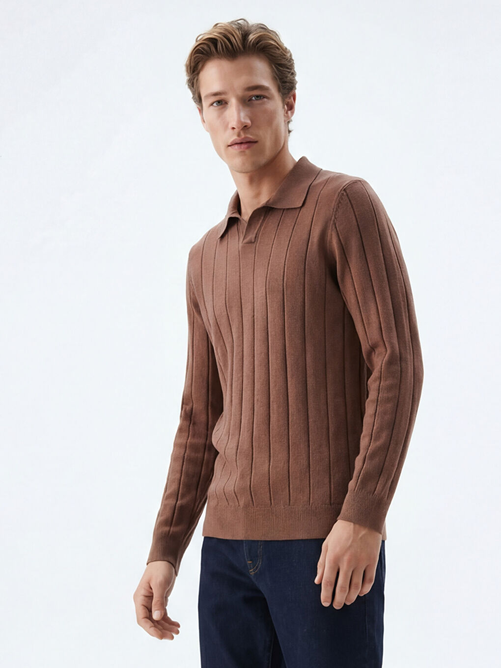 Men's Polo Neck Knit Sweater-1
