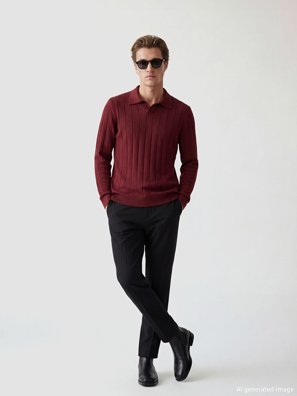 Men's Polo Neck Knit Sweater