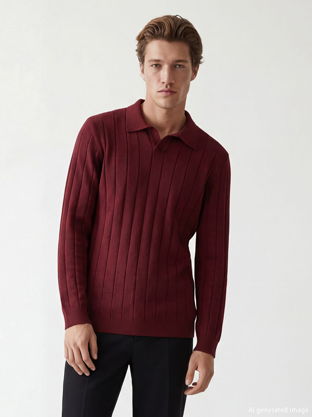 Men's Polo Neck Knit Sweater-1
