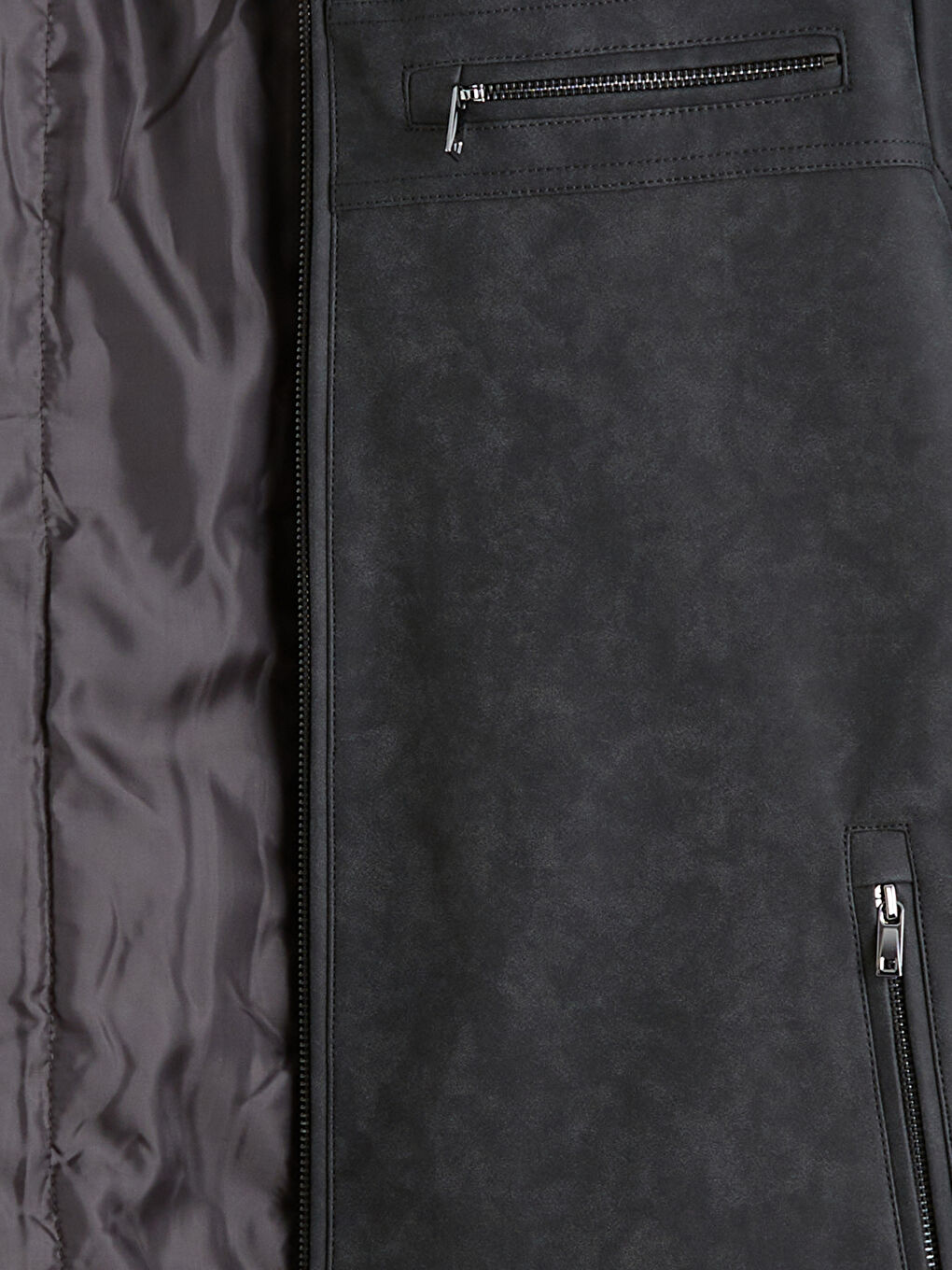 Gri Standart Kalıp Dik Yaka Erkek Mont-6