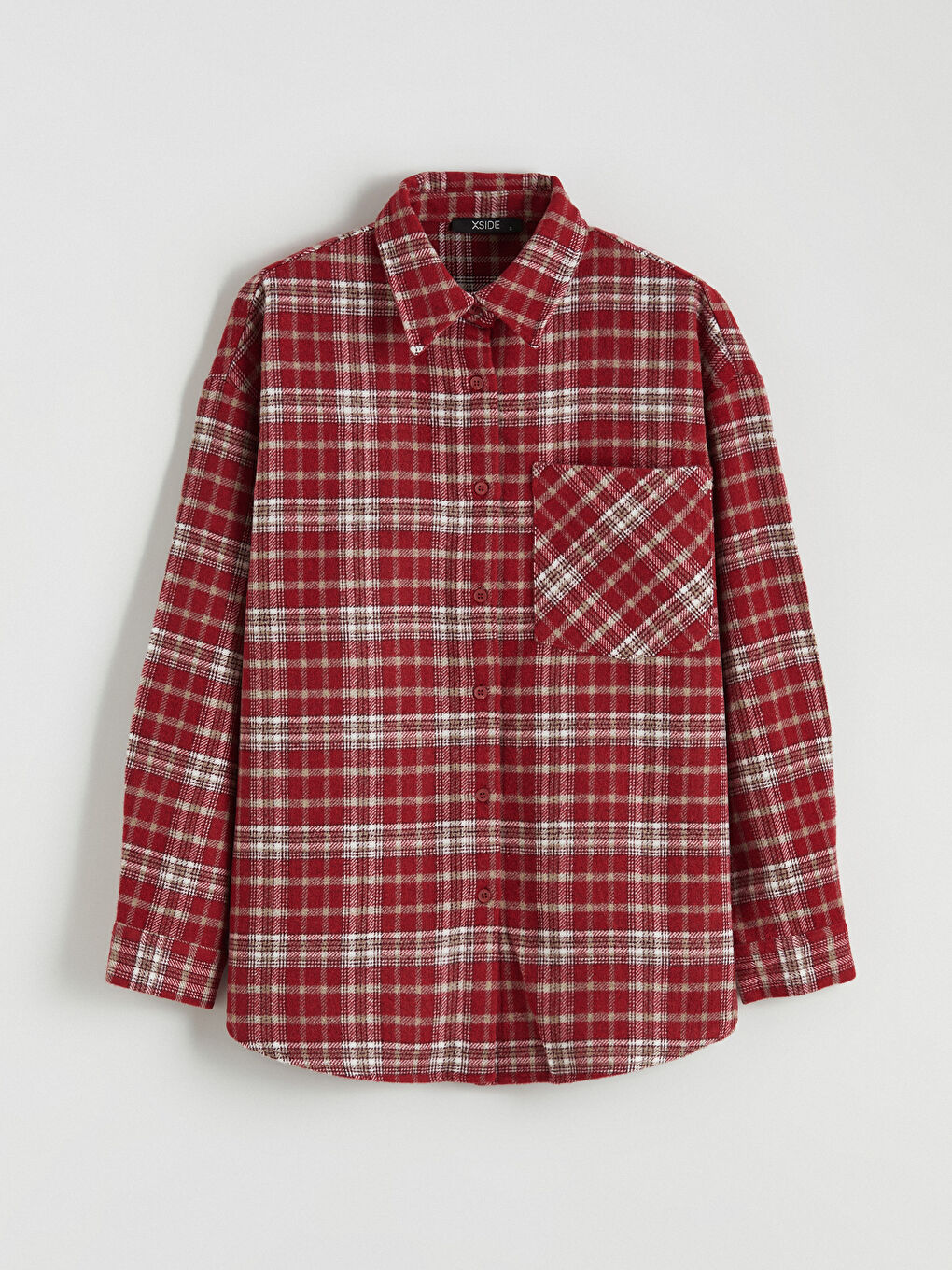 Bordo Ekose Kadın Oduncu Gömlek-4