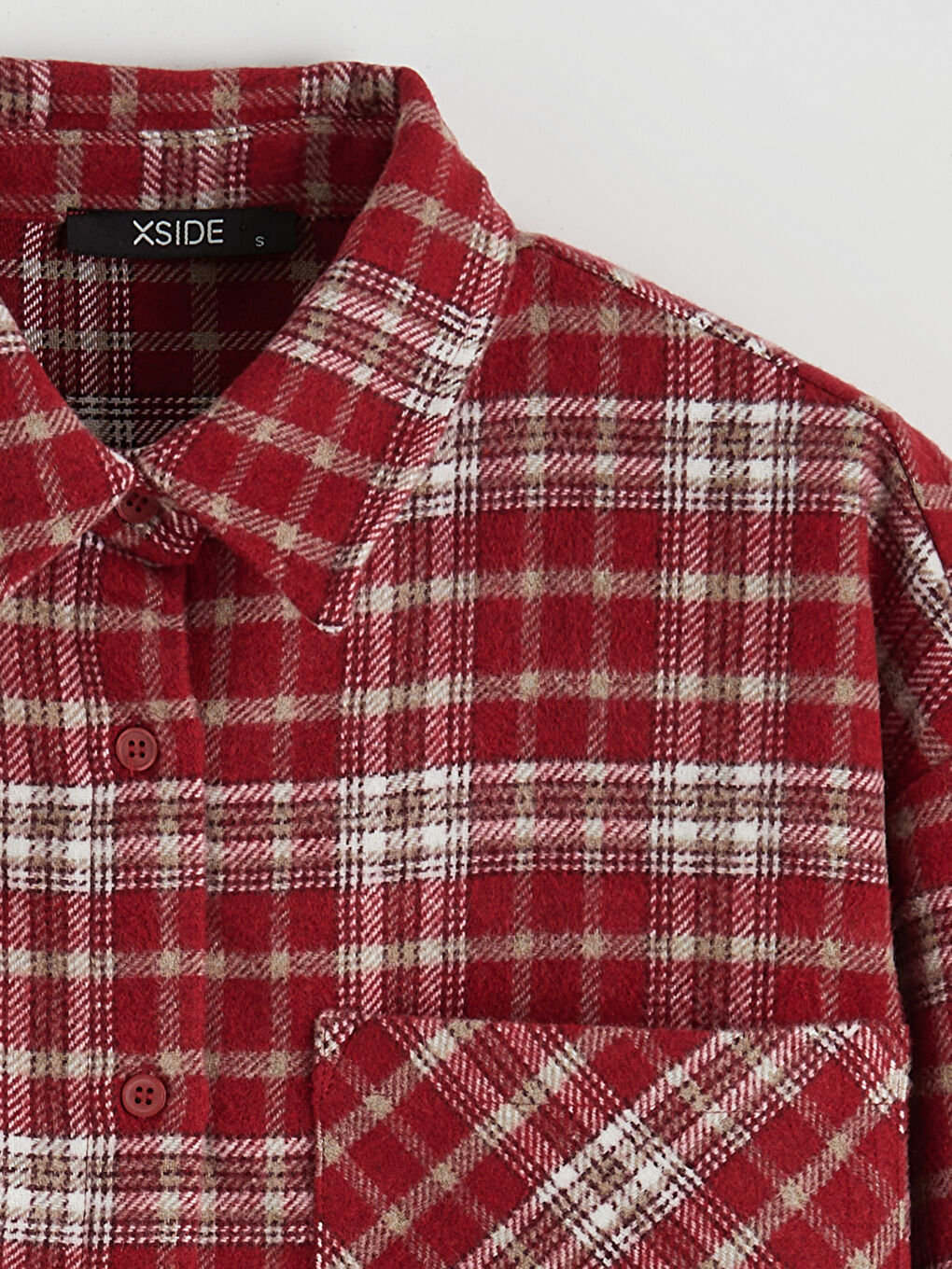 Bordo Ekose Kadın Oduncu Gömlek-5