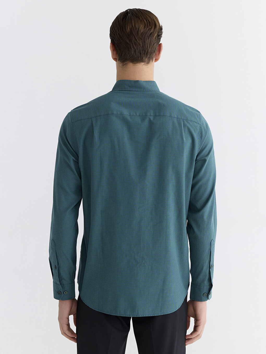 Regular Fit Plaid Poplin Men's Shirt-3