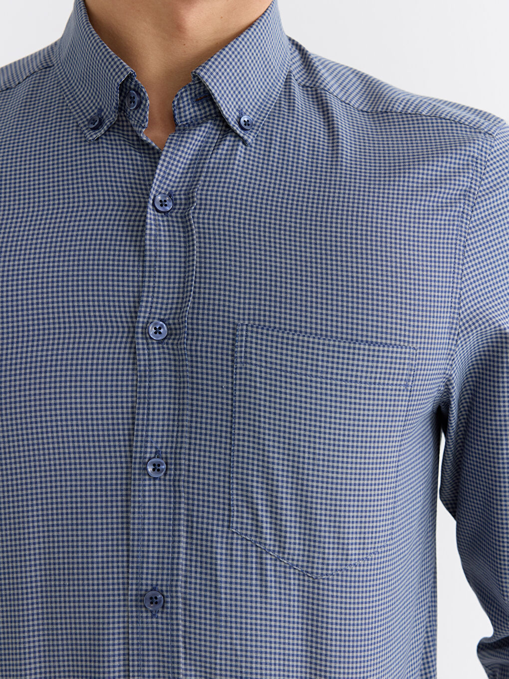 Gri Regular Fit Ekose Poplin Erkek Gömlek-2