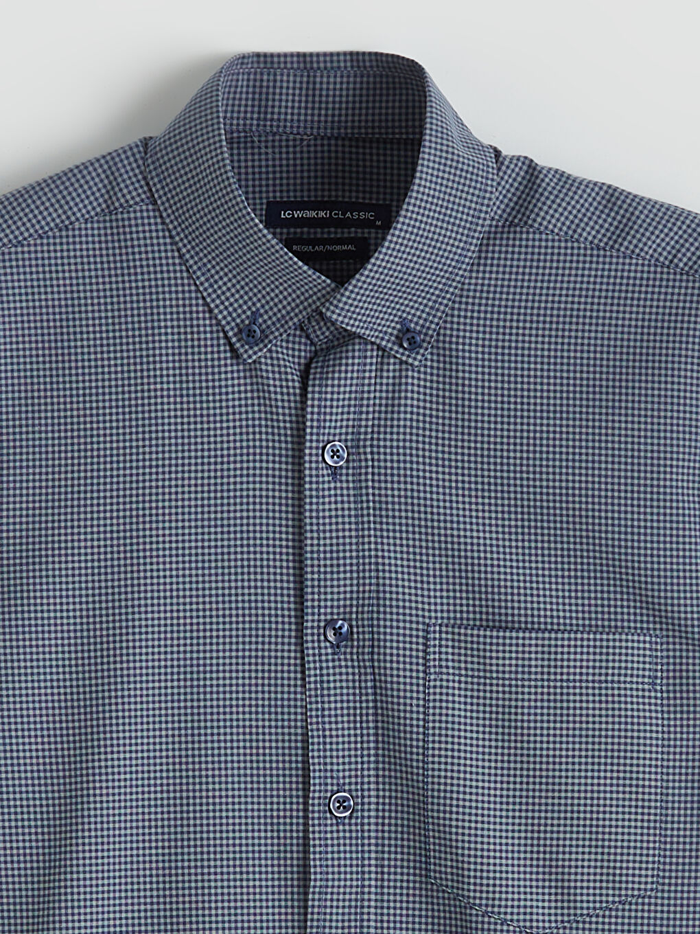 Gri Regular Fit Ekose Poplin Erkek Gömlek-5