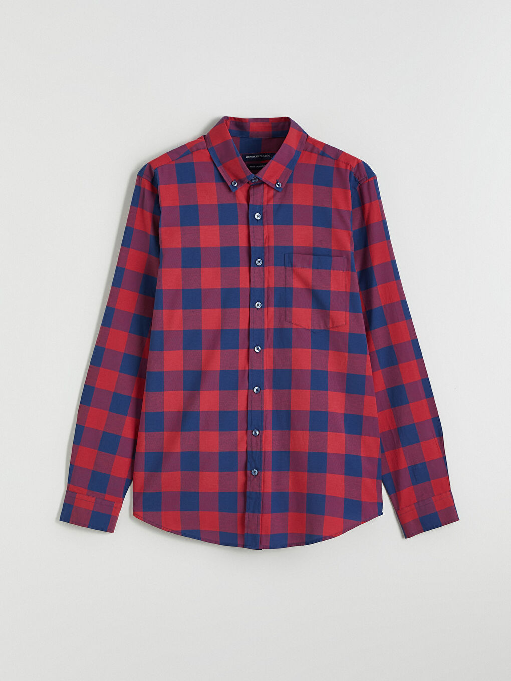 Kırmızı Regular Fit Ekose Poplin Erkek Gömlek