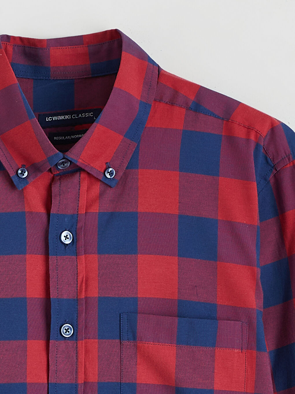 Kırmızı Regular Fit Ekose Poplin Erkek Gömlek-1