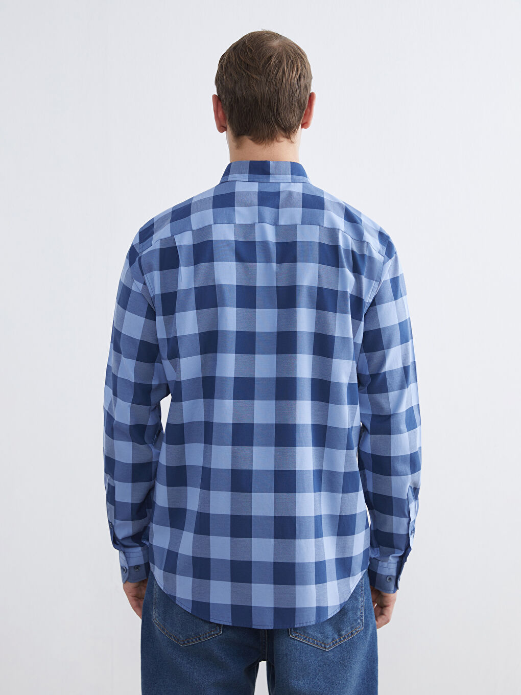 Mavi Regular Fit Ekose Poplin Erkek Gömlek-3