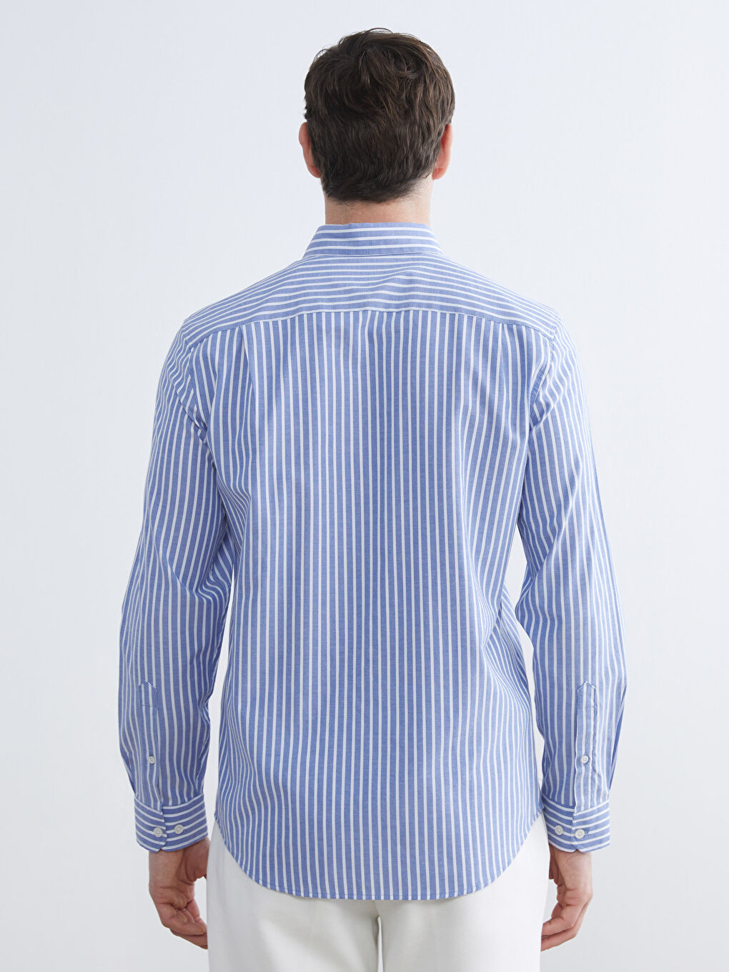 İndigo Regular Fit Uzun Kollu Çizgili Erkek Gömlek-3