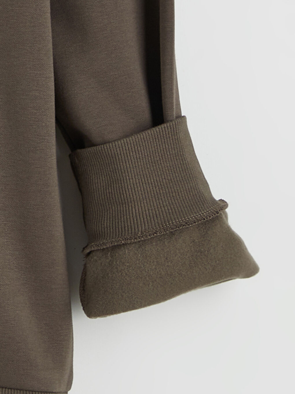 Kahverengi Bisiklet Yaka Erkek Kalın Sweatshirt-5