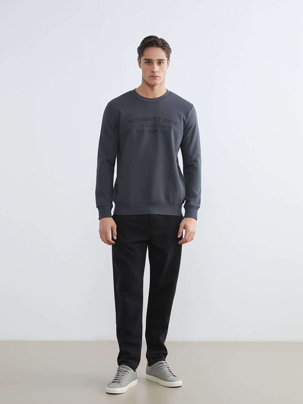 Mavi Bisiklet Yaka Erkek Kalın Sweatshirt-1