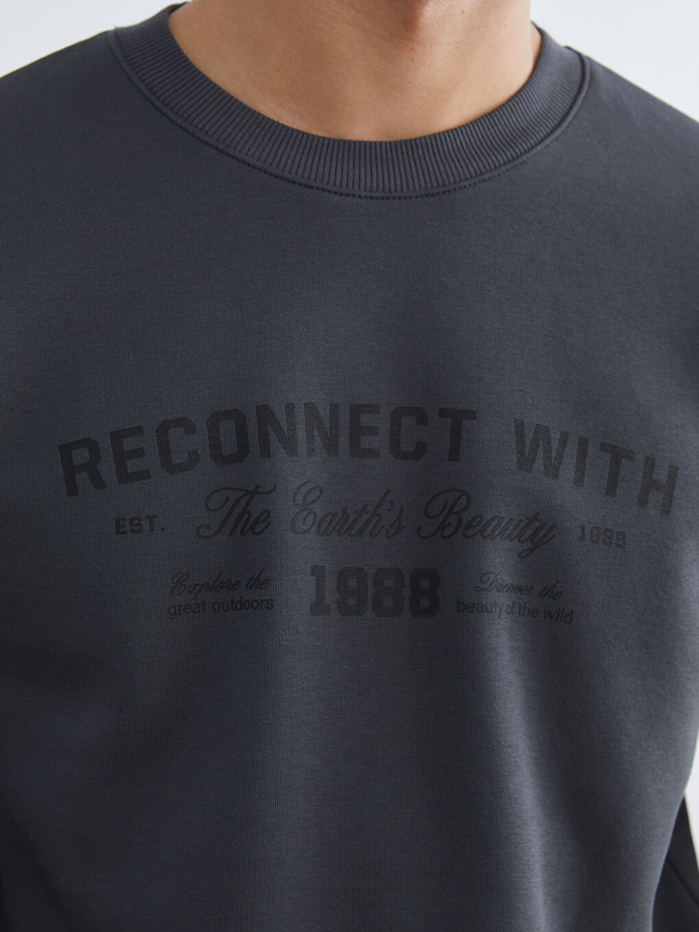 Mavi Bisiklet Yaka Erkek Kalın Sweatshirt-2