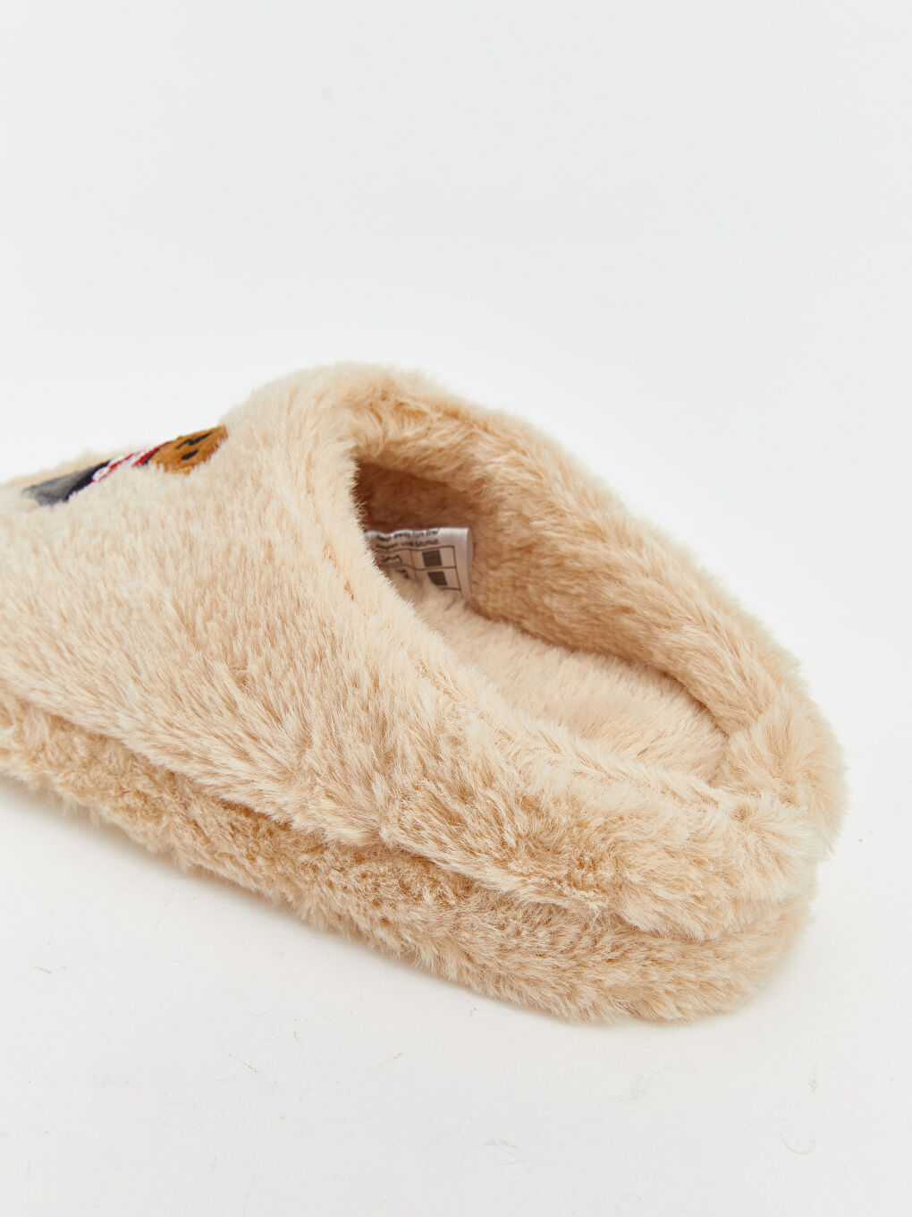 Kahverengi Ayı Teddy Nakışlı Pelüş Kız Çocuk Ev Terliği-4