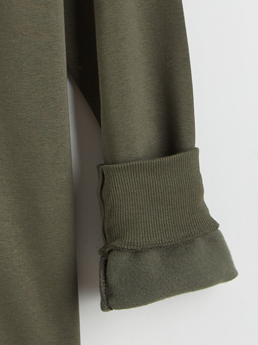 Haki Bisiklet Yaka Baskılı Erkek Kalın Sweatshirt-5