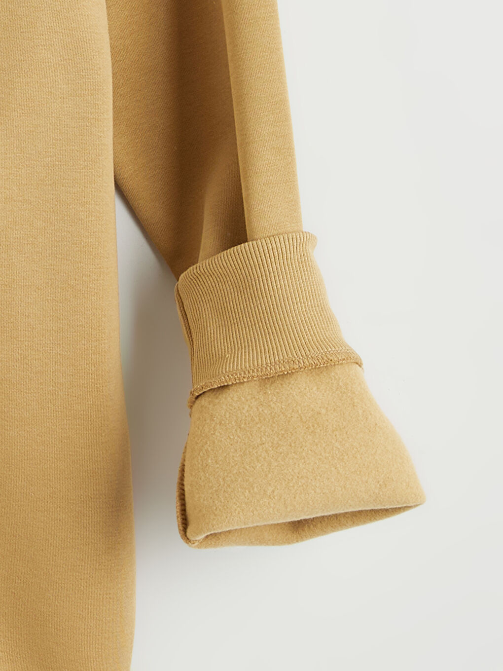 Sarı Bisiklet Yaka Baskılı Erkek Kalın Sweatshirt-5