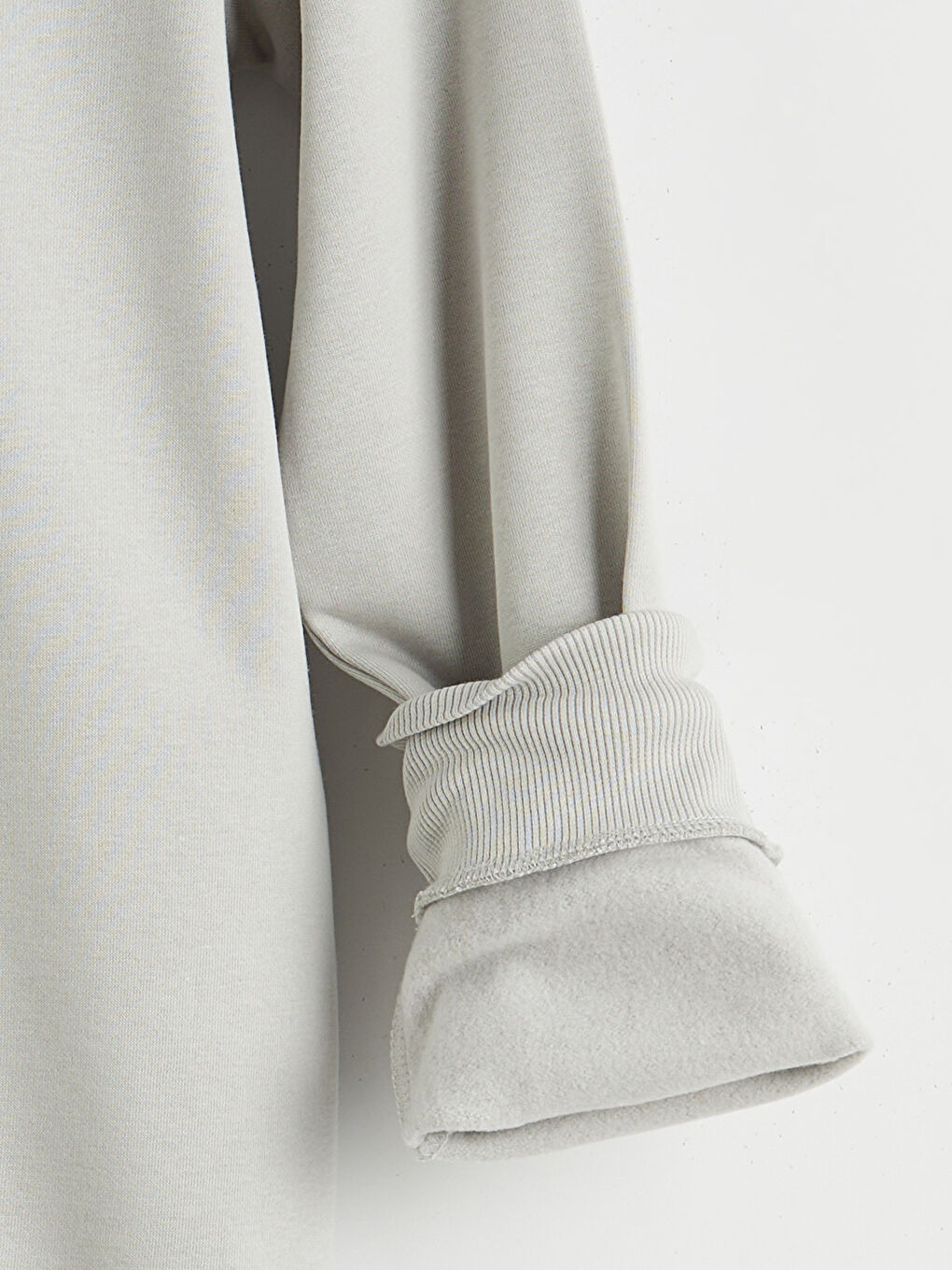 Gri Bisiklet Yaka Baskılı Erkek Kalın Sweatshirt-1