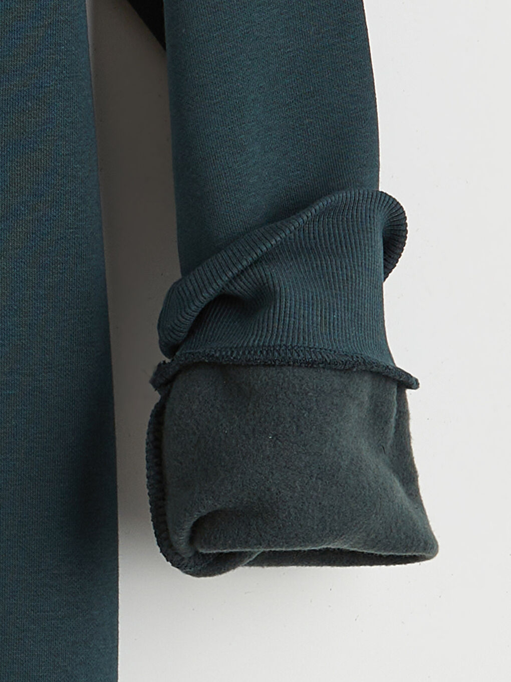 Petrol Bisiklet Yaka Baskılı Erkek Kalın Sweatshirt-1