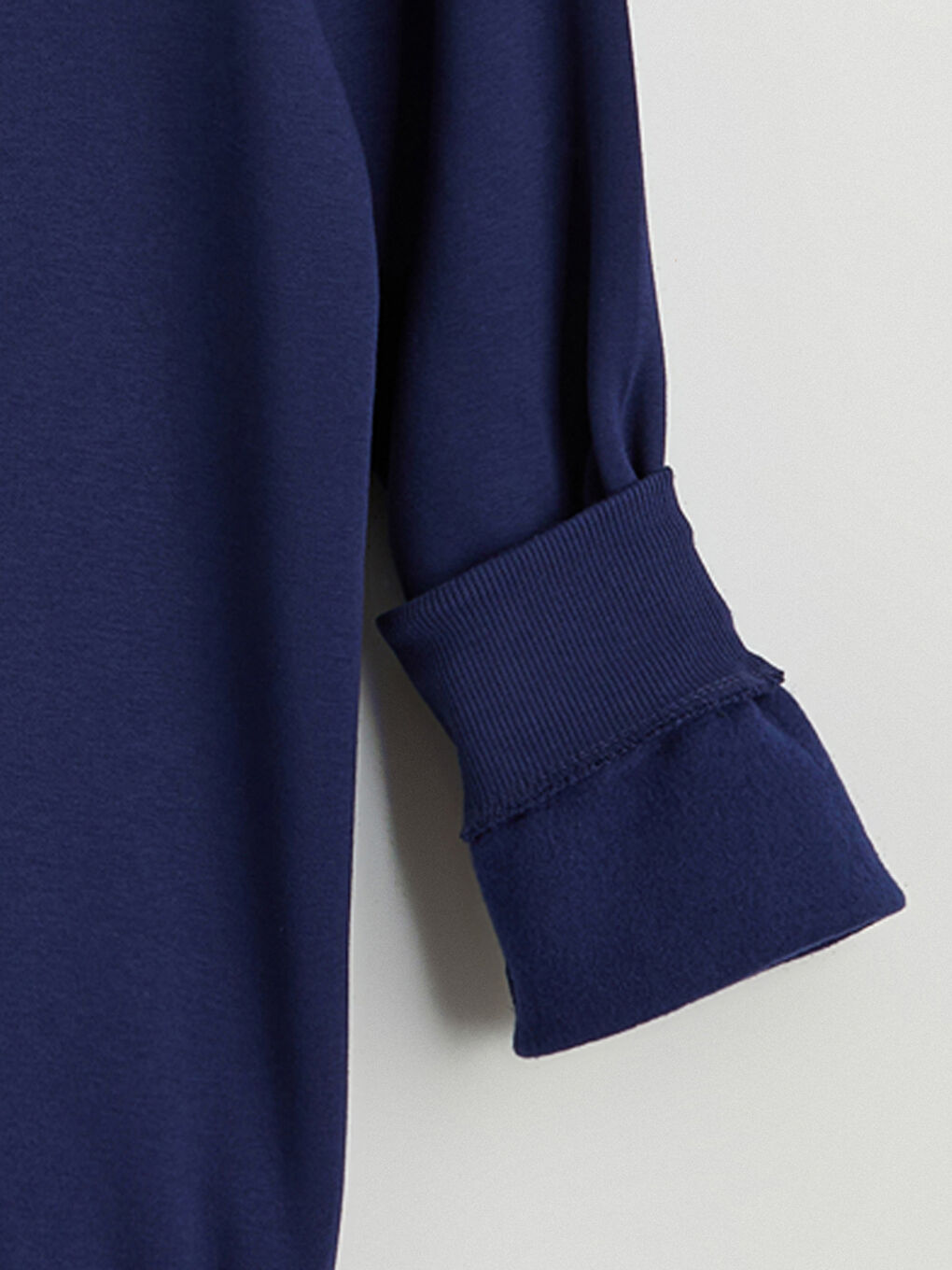 Lacivert Bisiklet Yaka Baskılı Erkek Kalın Sweatshirt-6