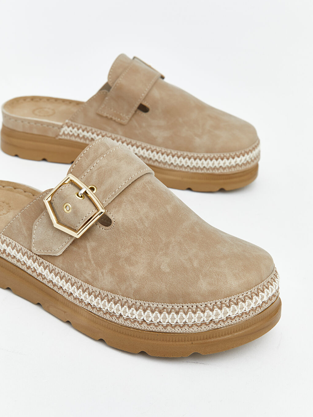 Bej Süet Görünümlü Kadın Panduf-2