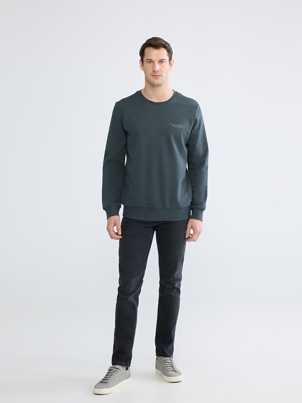 Crew Neck Men's Thick Sweatshirt-1