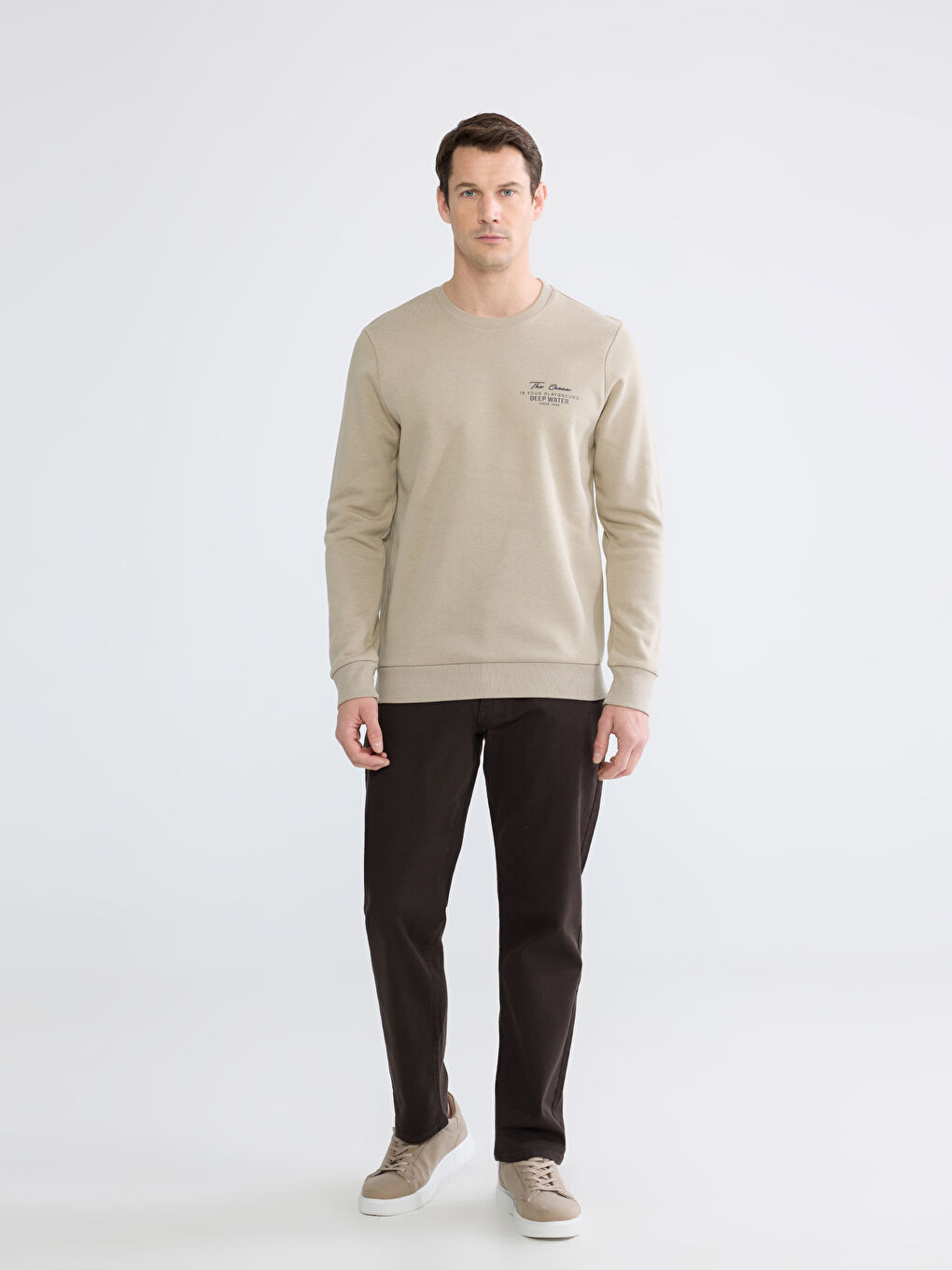 Crew Neck Men's Thick Sweatshirt-1