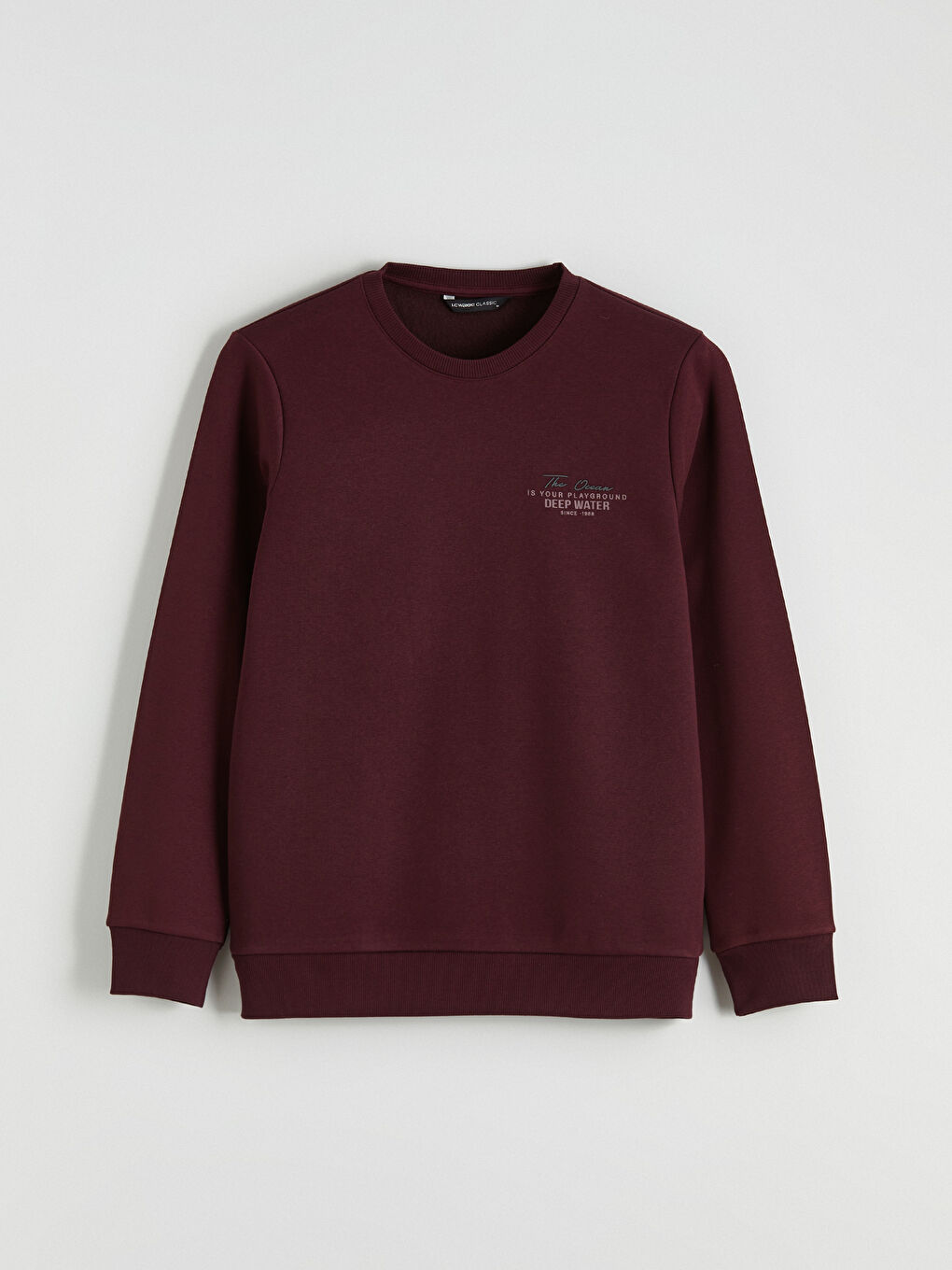 Bordo Bisiklet Yaka Erkek Kalın Sweatshirt-4